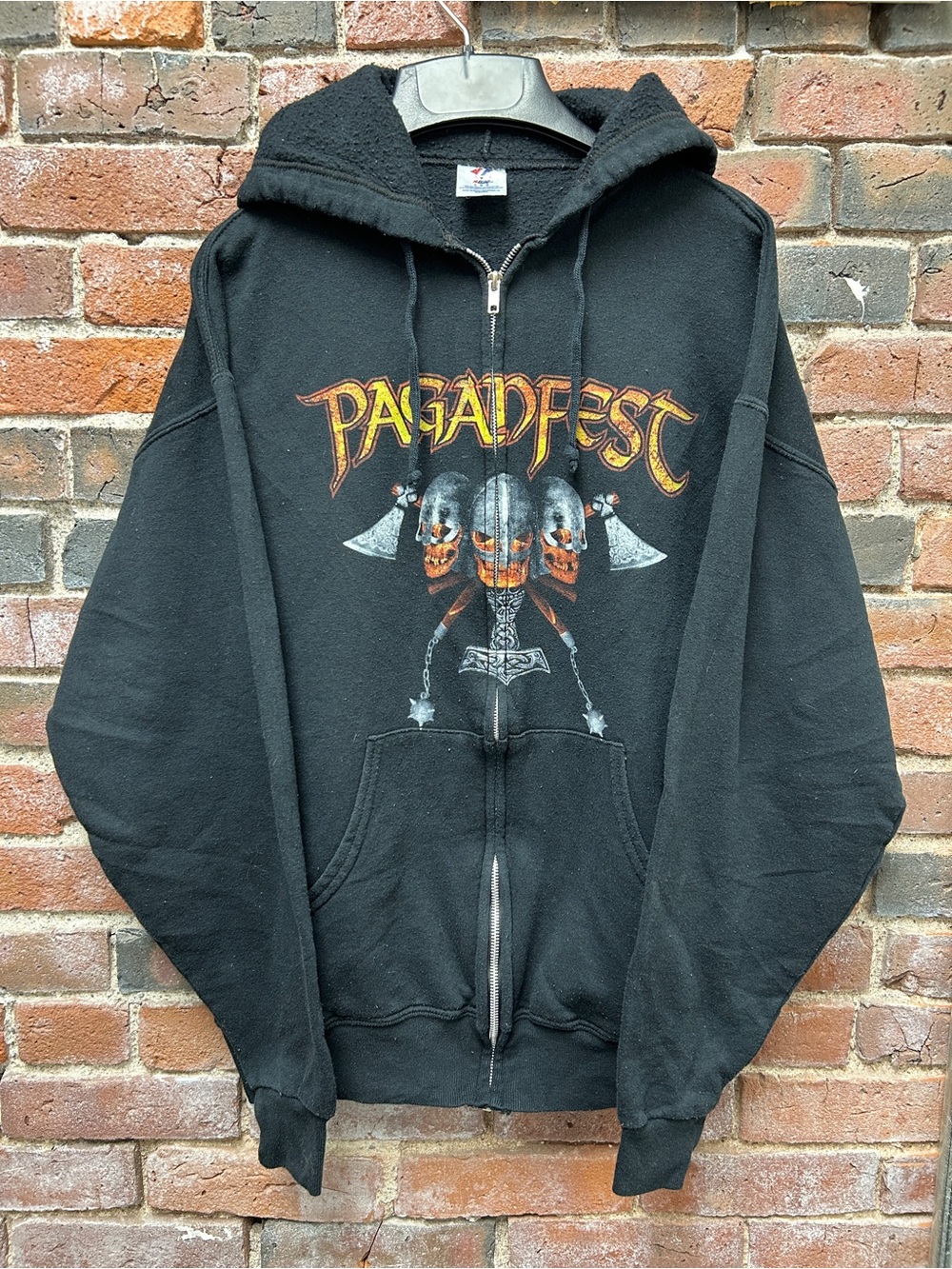 Y2K Paganfest Graphic Zip Up Hoodie Large